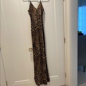 Nili Lotan Leopard Print Silk SatinMaxi Dress
